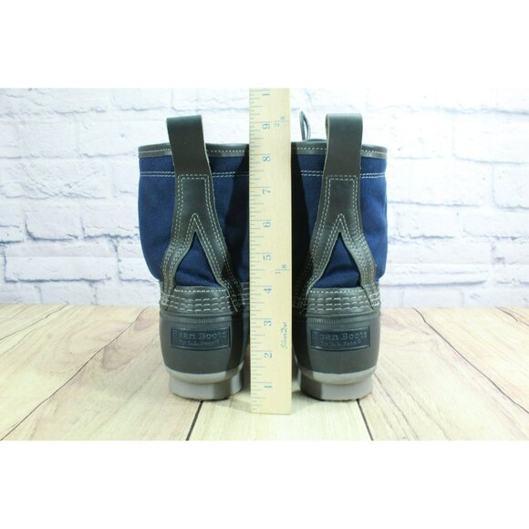 LL Bean Blue Canvas 8" Lace Up Shearling Lined Ankle Duck Boots Size 9 M - Picture 6 of 10